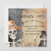 Halloween-Skelette in Hennen aus heiterem Himmel Einladung (Vorderseite)