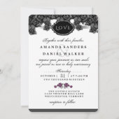 Halloween Skelette Lila zusammen mit Einladung (Rückseite)