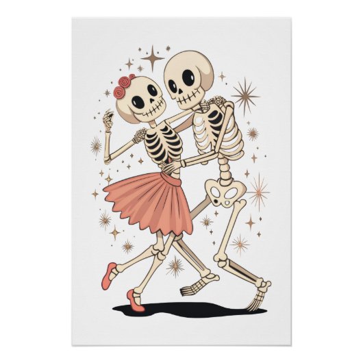 Halloween-Skelette, Retro-Skelett Poster (Vorderseite)
