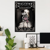 Halloween Skelette Rosa Blumenzehen Poster (Heimbüro)