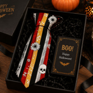 Halloween Skelette Rot Schwarz Grusel Gothic Muste Krawatte