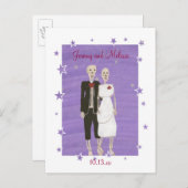 Halloween Skelette Save the Date Hochzeitspostkart Ankündigungspostkarte (Vorne/Hinten)