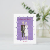 Halloween Skelette Save the Date Hochzeitspostkart Ankündigungspostkarte (Stehend Vorderseite)