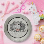 Halloween-Skelette schwarz u. graue Pappteller (Party)