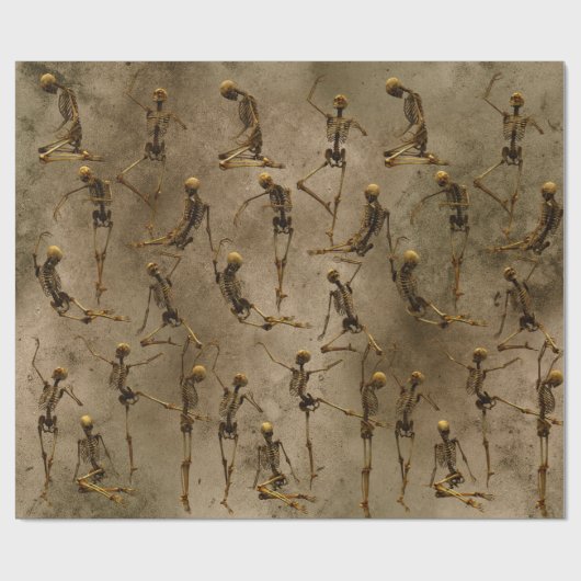 Halloween Skelette tanzen Beängstigend Spooky Geschenkpapier (Flach)