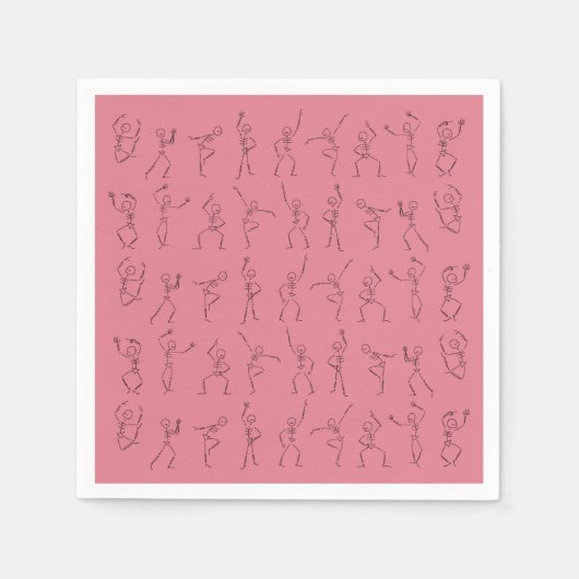 Halloween-Skelette tanzen - rosa Serviette (Vorderseite)