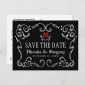 Halloween Skelette und Herzharmonie Save the Date Ankündigungspostkarte (Vorne/Hinten)
