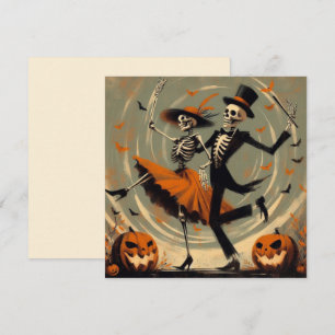 Halloween Skelette und Jack O'Lantern Vintage Karte