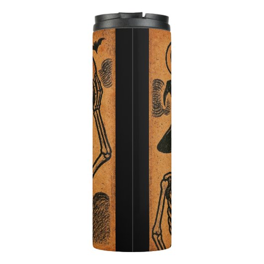 Halloween-Skelette Vintag/Retro Thermosbecher (Rückseite)