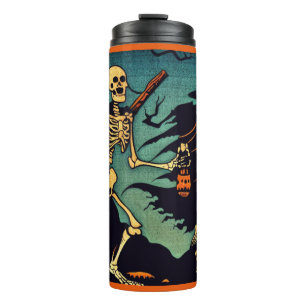 Halloween - Skelette Woodcut 2 Thermosbecher