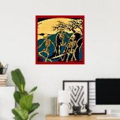 Halloween - Skelette Woodcut 4 Poster (Heimbüro)