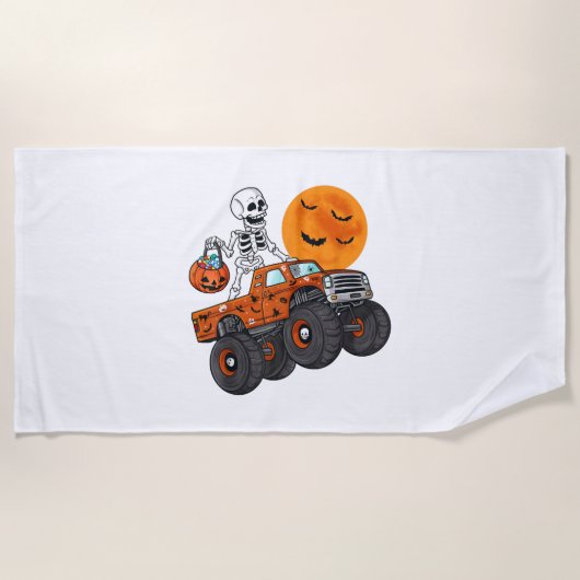 Halloween Skeletter Reitmonster Truck Strandtuch (Vorderseite)