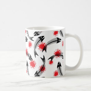 Halloween-Skelettfisch Kaffeetasse