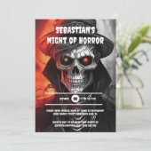 Halloween-Skelettkampfarena Einladung (Stehend Vorderseite)