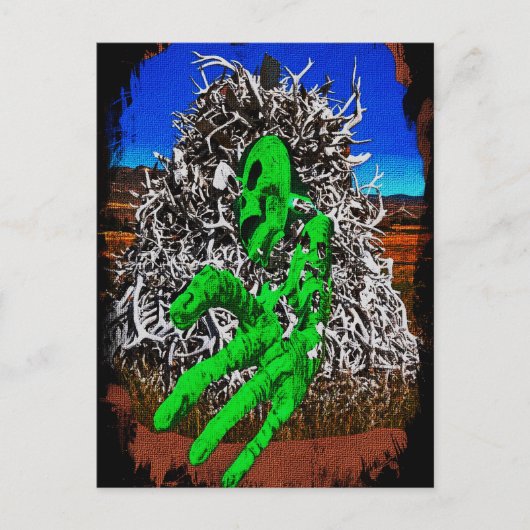 Halloween Skelettknochen antlers 3D Finger Postkarte (Vorderseite)