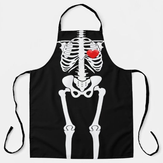 Halloween Skelettknochen Herz-Überdrucke Schürze (Vorderseite)