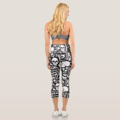 Halloween Skelettmuster Capri Leggings (Rückseite)