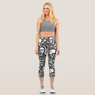 Halloween Skelettmuster Capri Leggings