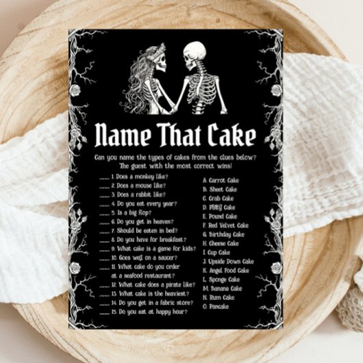Halloween Skelettname That Cake Bridal Game Einladung