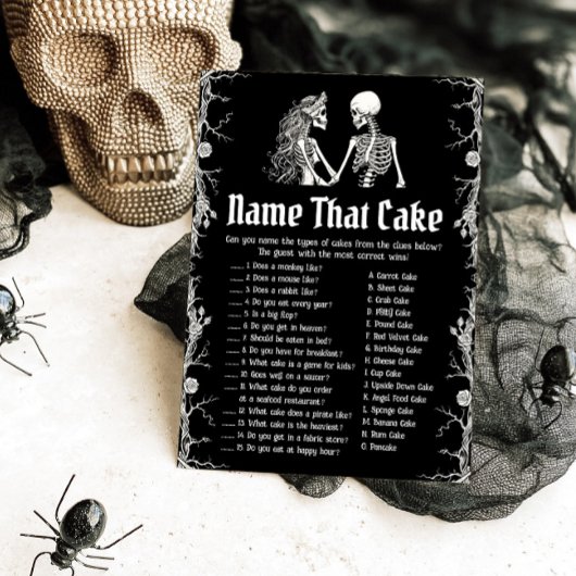 Halloween Skelettname That Cake Bridal Game Einladung
