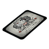 Halloween Skeletts Black Gray & Red Heart Magnet (Linke Seite)