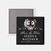 Halloween Skeletts Black Heart Save the Date Magnet (Vorderseite/Rückseite)