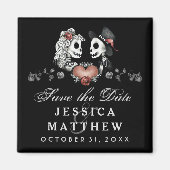 Halloween Skeletts Black Heart Save the Date Magnet (Vorne)