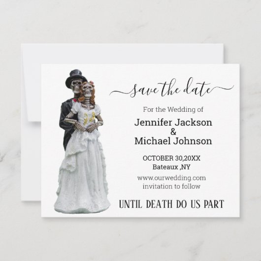 halloween skeletts briet und bräutigam save the date (Vorderseite)
