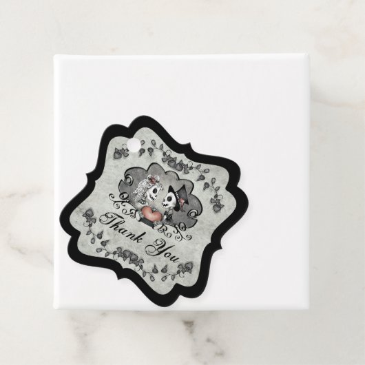 Halloween Skeletts Grau & Schwarz Danke Geschenkanhänger (Beispiel)