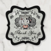 Halloween Skeletts Grau & Schwarz Danke Geschenkanhänger (Vorderseite)