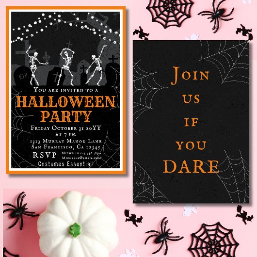 Halloween Skeletts Graveyard Costume Party Einladung