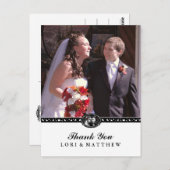 Halloween Skeletts Schwarz-weißes Foto Vielen Dank Postkarte (Vorne/Hinten)