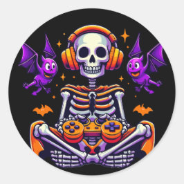 Halloween Skelettspiel Runder Aufkleber