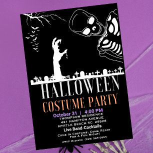 Halloween Skelton Graveyard Costume Party Einladung