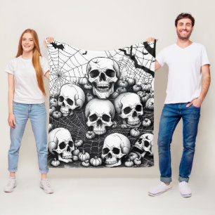 Halloween Skeltons Friedhof Grafik Fleecedecke