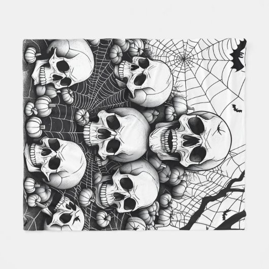 Halloween Skeltons Friedhof Grafik Fleecedecke (Vorderseite (Horizontal))