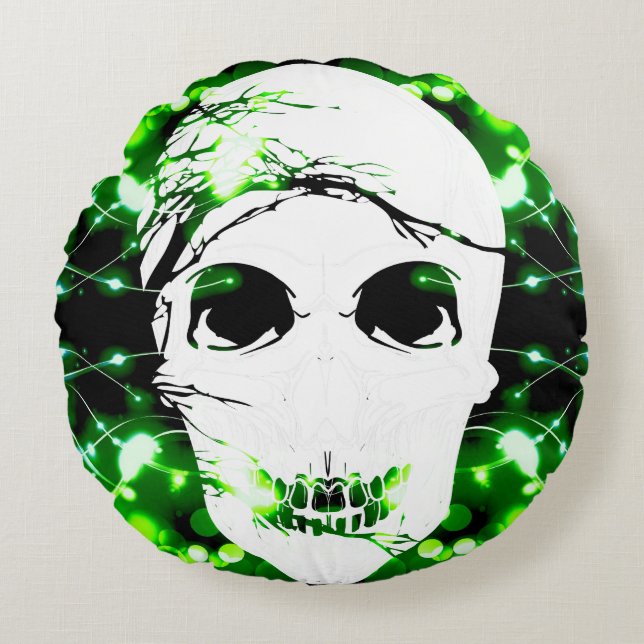 Halloween Skull #8 Rundes Kissen (Vorderseite)