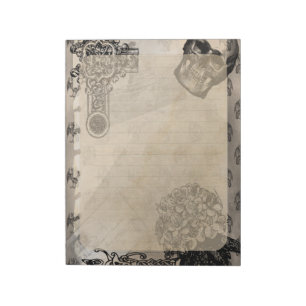 Halloween Skull and Black Hydrangea Blume Notizblock