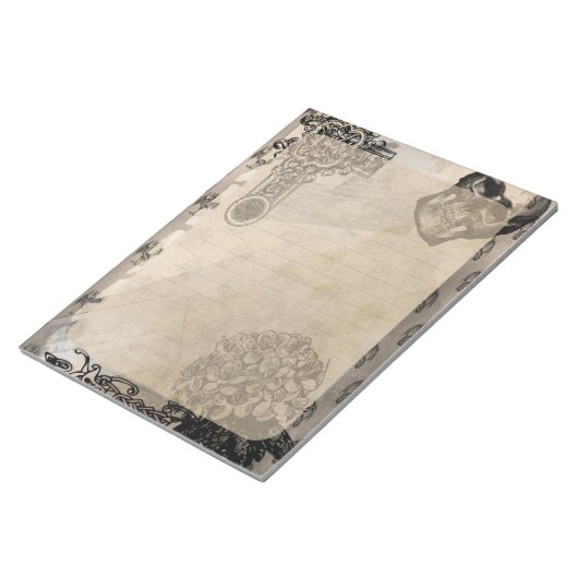 Halloween Skull and Black Hydrangea Blume Notizblock (angewinkelt)