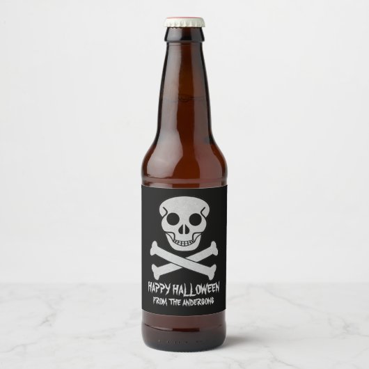 Halloween Skull and Bones Bettle Label Set Bierflaschenetikett (Vorderseite)