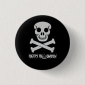 Halloween Skull and Bones Button Abzeichen (Vorderseite)