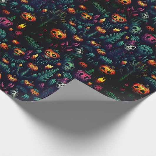 Halloween Skull and Garden Wiederholung Nahtloses  Geschenkpapier (Ecke)