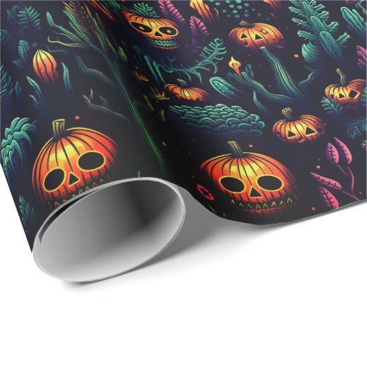 Halloween Skull and Garden Wiederholung Nahtloses  Geschenkpapier (Rolleneckpunkt)