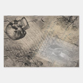 Halloween Skull and Moon Pattern Briefmarke Epheme Geschenkpapier Set (Vorderseite)