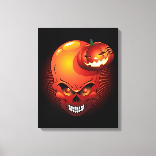 Halloween Skull and Pumpkin Canvas Print Leinwanddruck (Vorderseite)