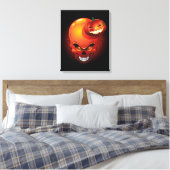 Halloween Skull and Pumpkin Canvas Print Leinwanddruck (Insitu (Schlafzimmer))