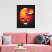 Halloween Skull and Pumpkin Canvas Print Leinwanddruck (Insitu (Wohnzimmer))