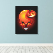 Halloween Skull and Pumpkin Canvas Print Leinwanddruck (Insitu (Holzboden))