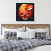 Halloween Skull and Pumpkin Canvas Print Leinwanddruck (Insitu (Schlafzimmer))