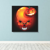Halloween Skull and Pumpkin Canvas Print Leinwanddruck (Insitu (Holzboden))